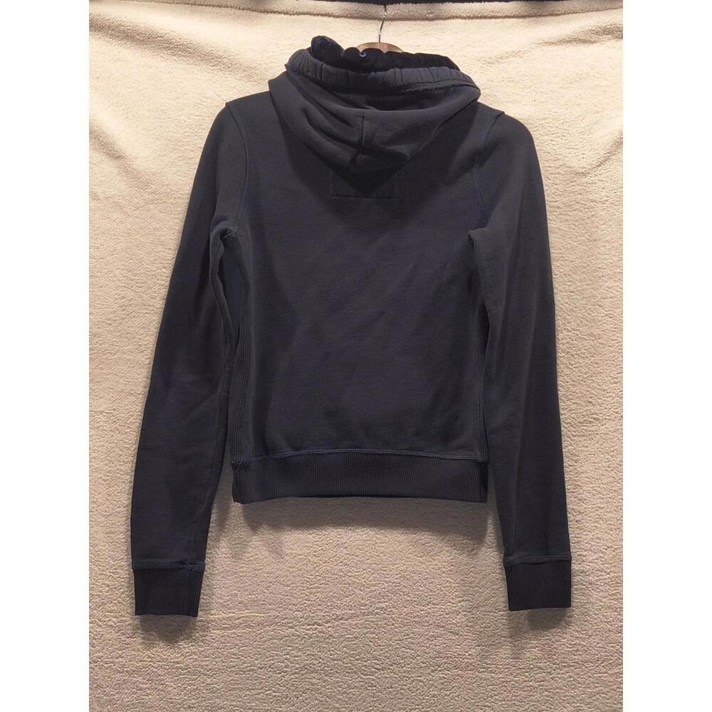 Abercrombie & Fitch Women's Large Warm Sweatshirt Hoodie Navy Blue Distressed - Picture 7 of 7